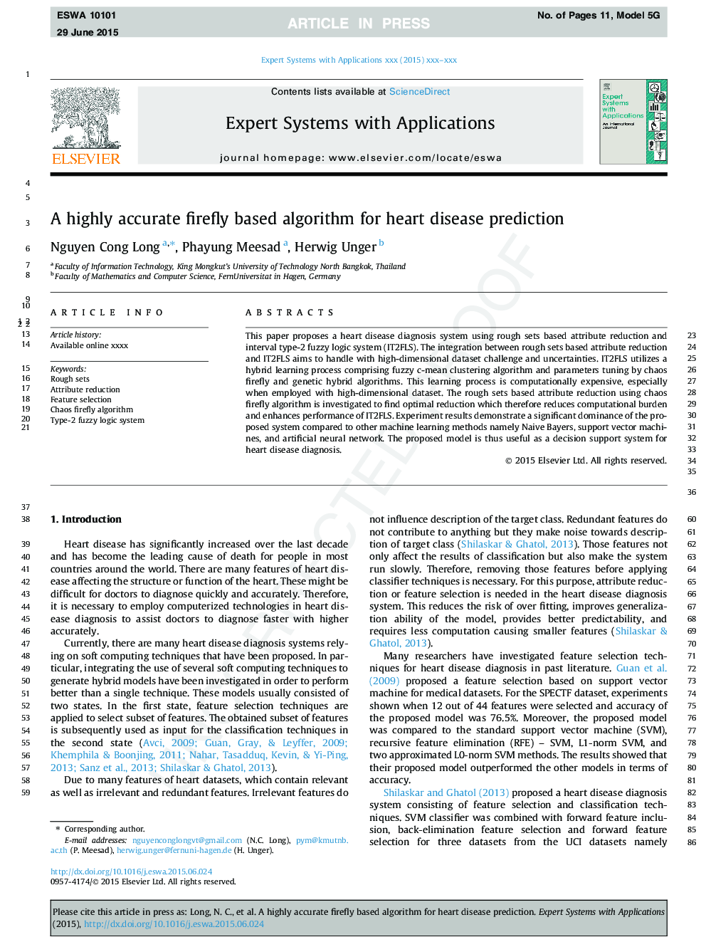 A highly accurate firefly based algorithm for heart disease prediction