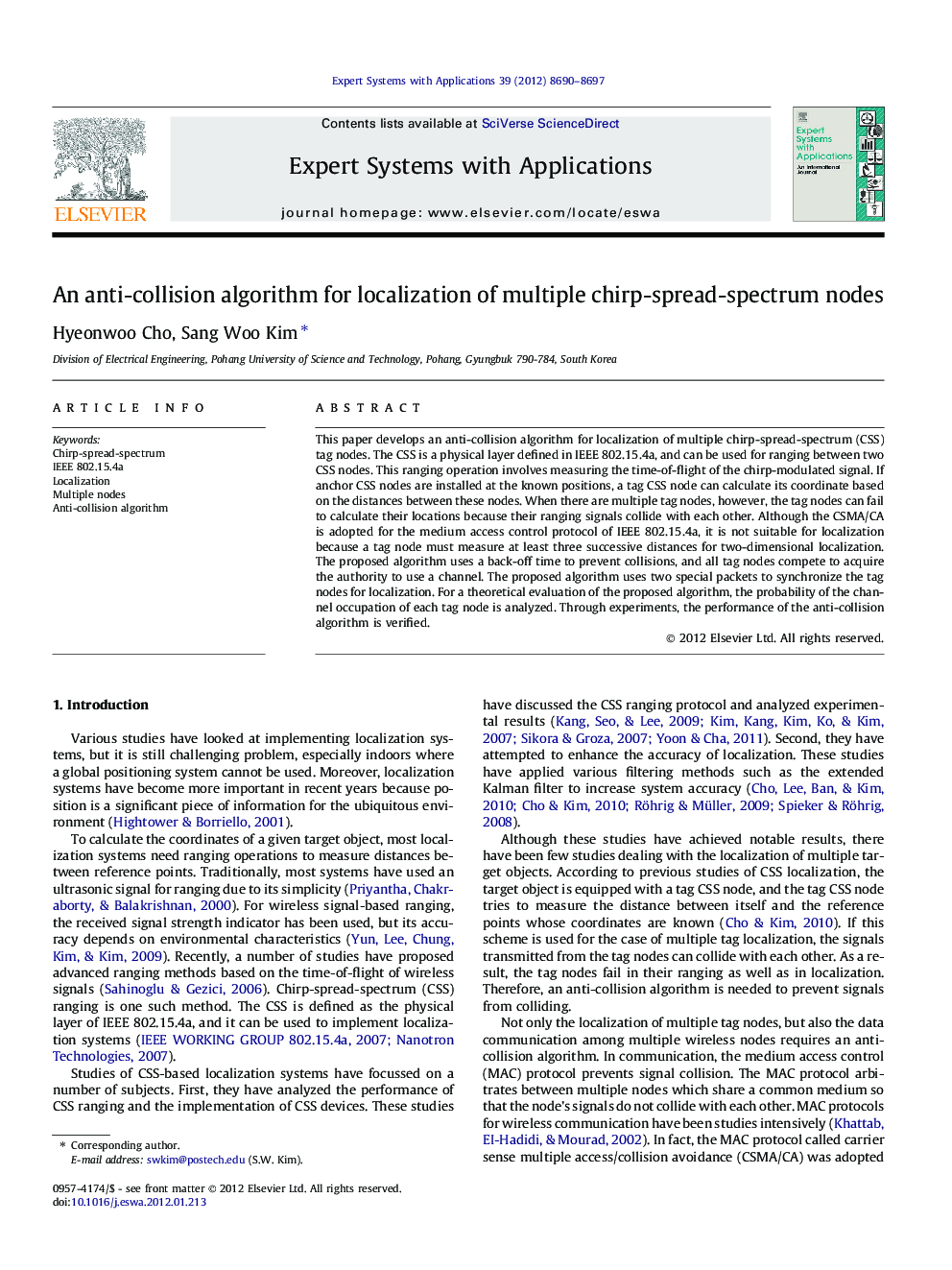 An anti-collision algorithm for localization of multiple chirp-spread-spectrum nodes