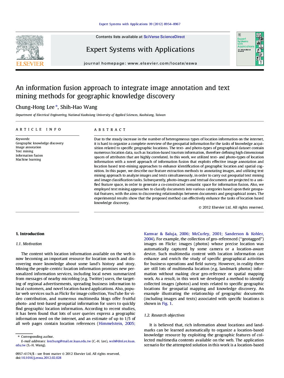 An information fusion approach to integrate image annotation and text mining methods for geographic knowledge discovery