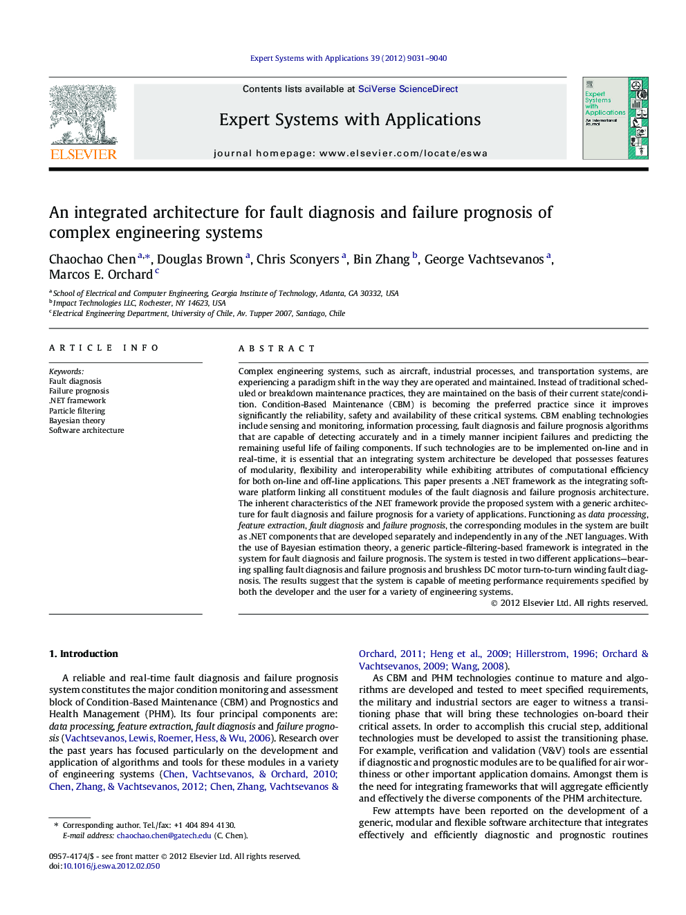 An integrated architecture for fault diagnosis and failure prognosis of complex engineering systems