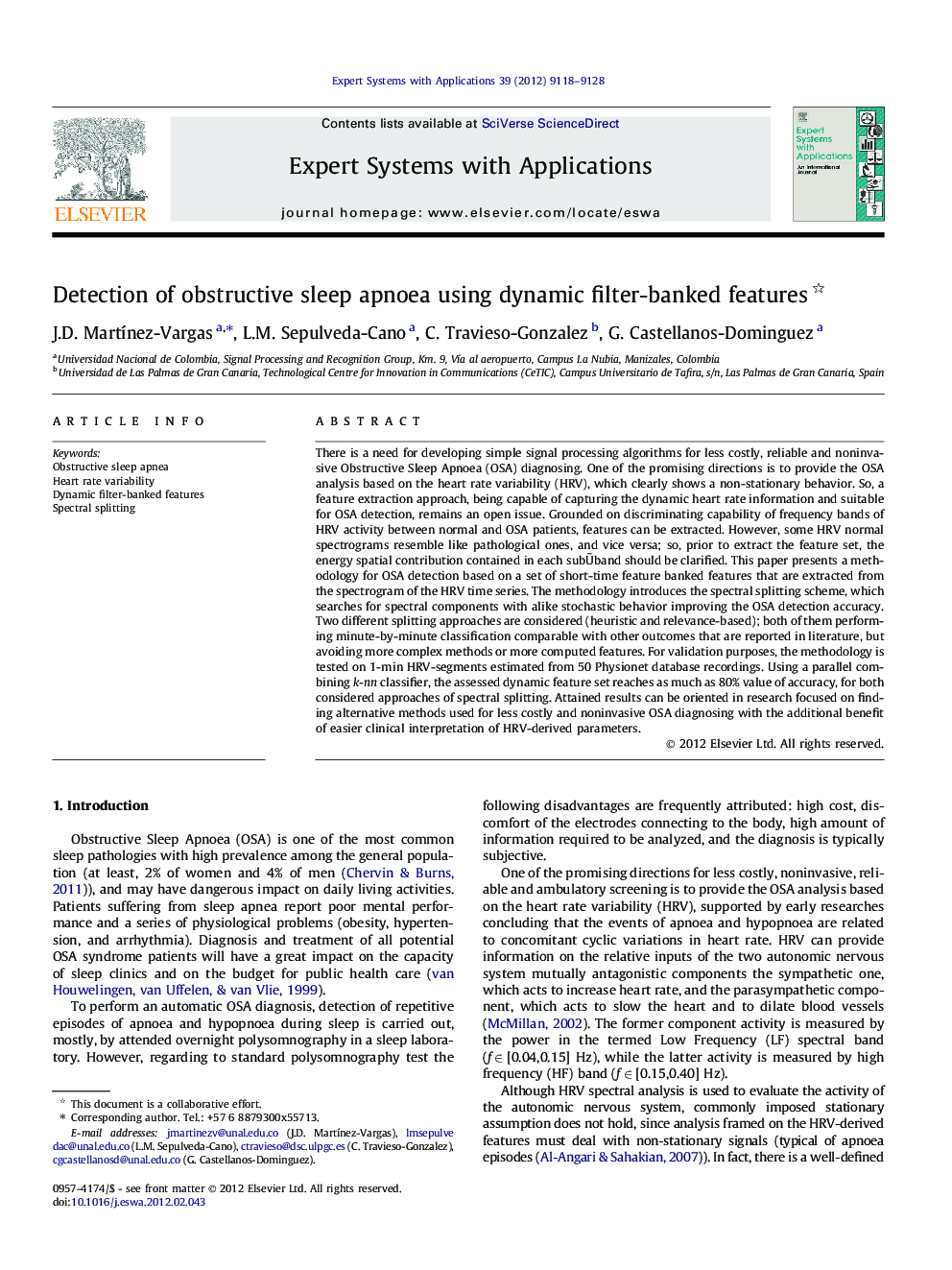 Detection of obstructive sleep apnoea using dynamic filter-banked features