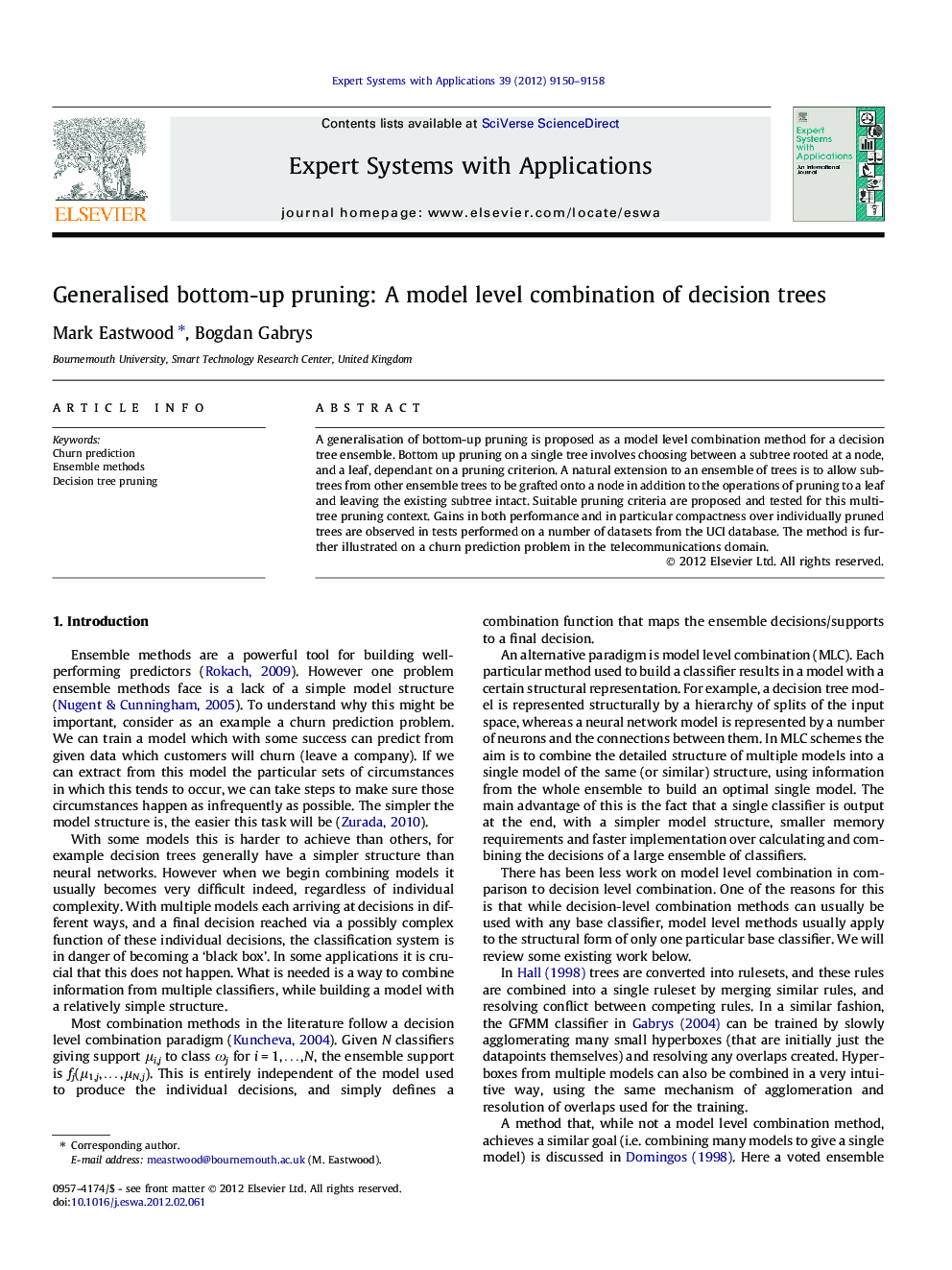 Generalised bottom-up pruning: A model level combination of decision trees