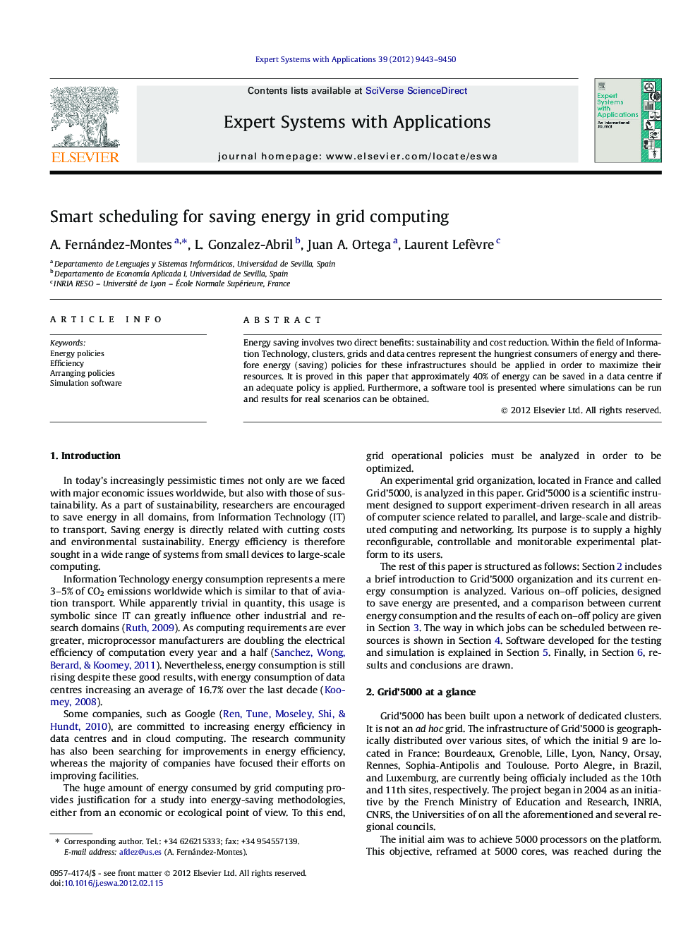 Smart scheduling for saving energy in grid computing