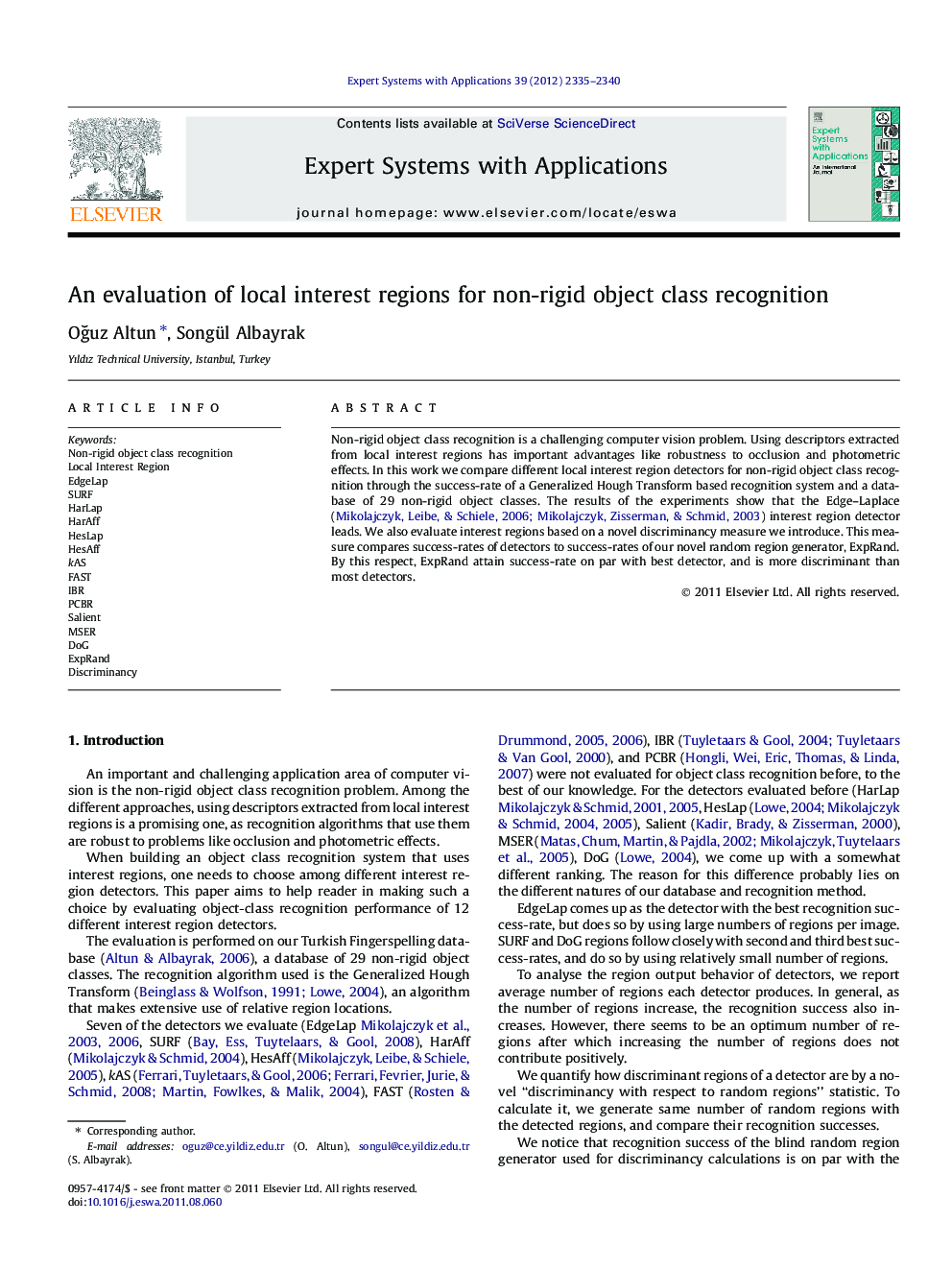 An evaluation of local interest regions for non-rigid object class recognition