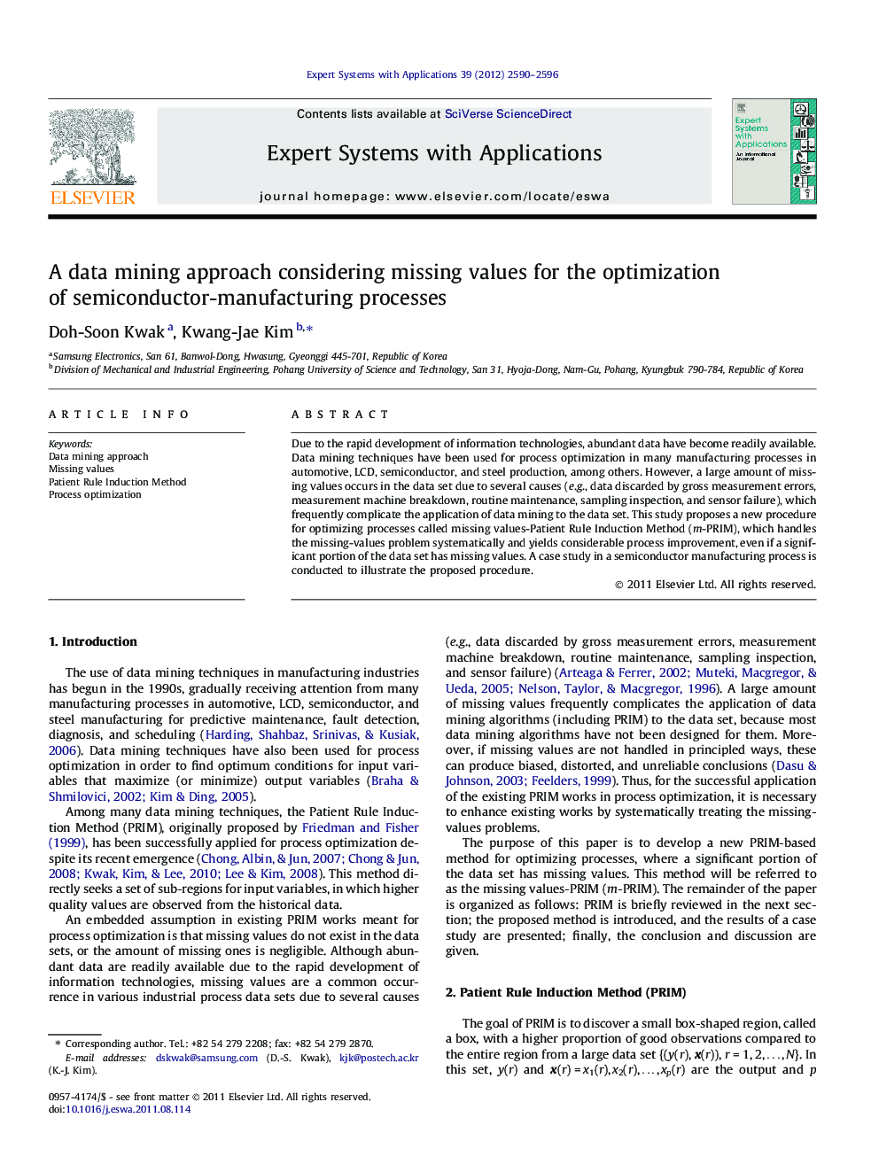 A data mining approach considering missing values for the optimization of semiconductor-manufacturing processes
