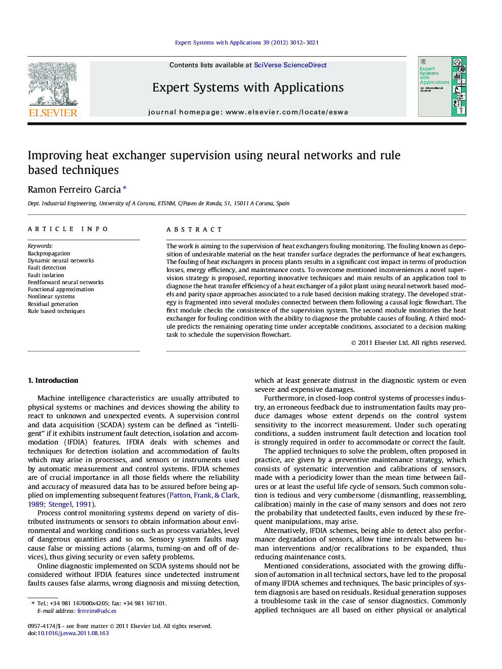 Improving heat exchanger supervision using neural networks and rule based techniques