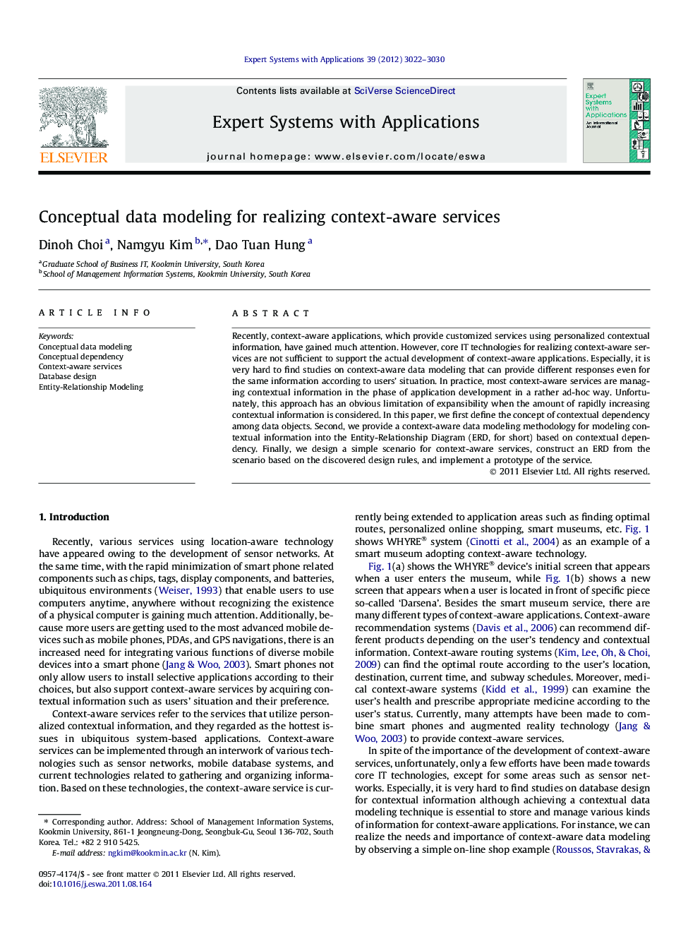 Conceptual data modeling for realizing context-aware services