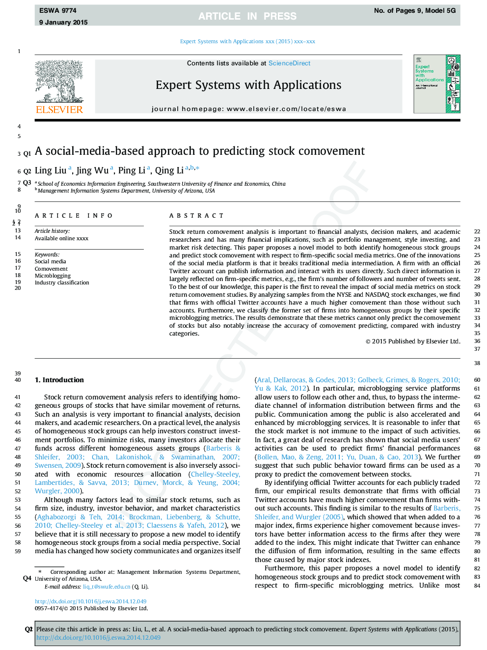 A social-media-based approach to predicting stock comovement