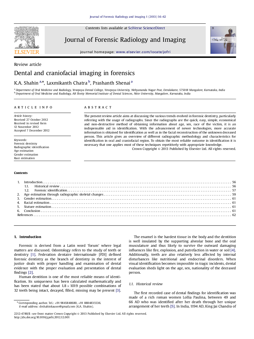 Dental and craniofacial imaging in forensics