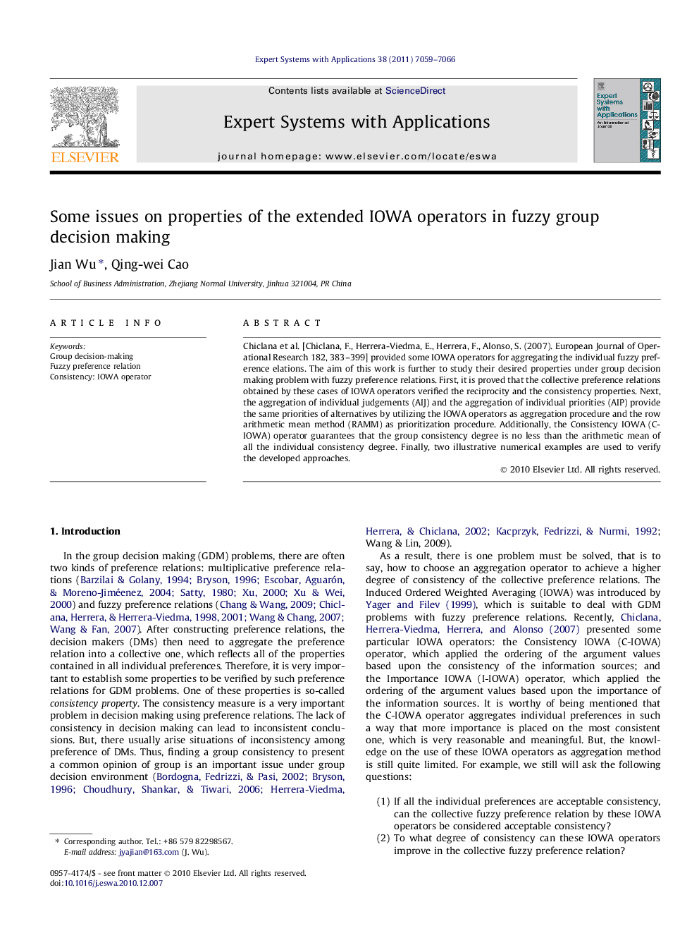 Some issues on properties of the extended IOWA operators in fuzzy group decision making