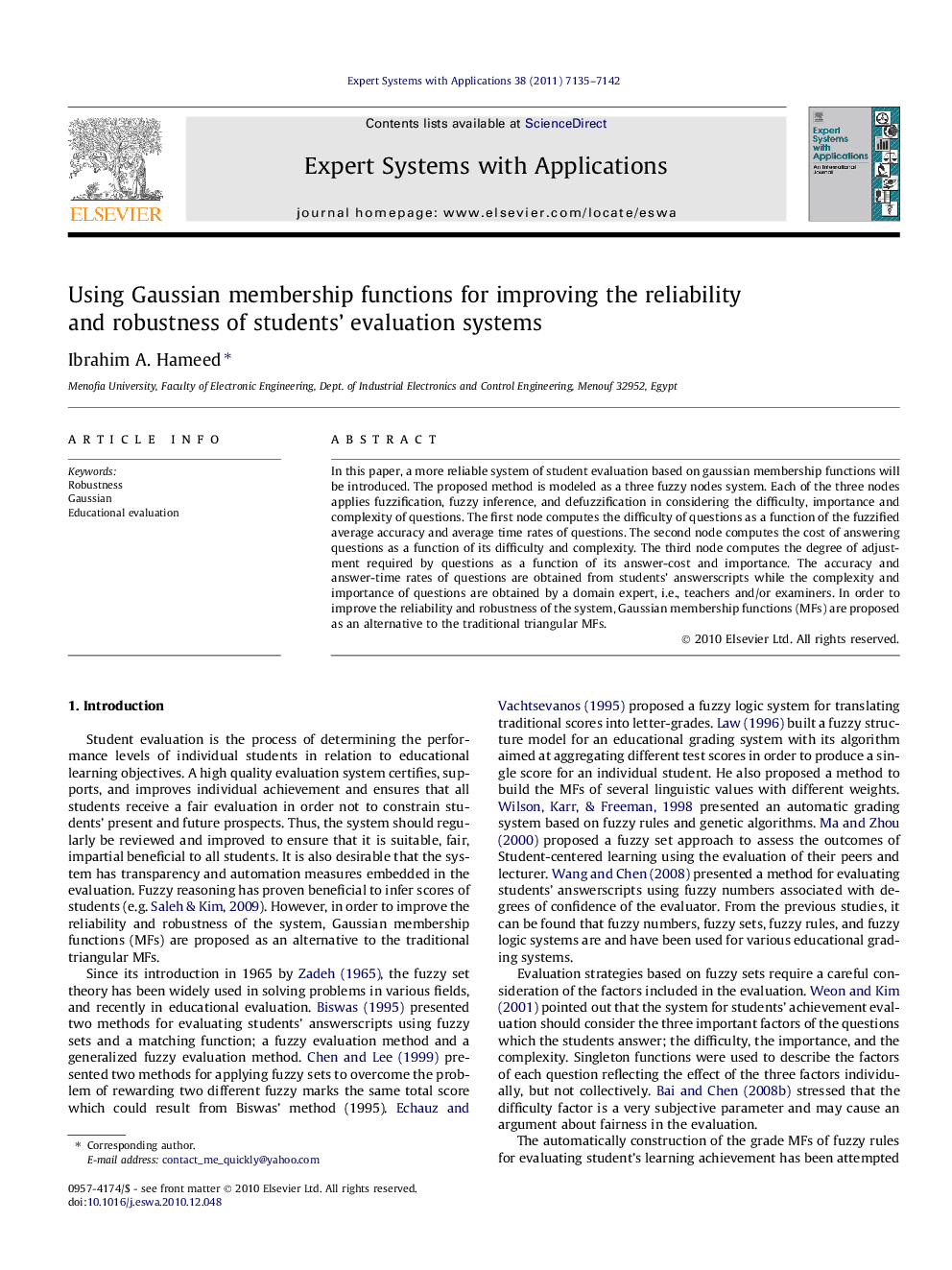 Using Gaussian membership functions for improving the reliability and robustness of students' evaluation systems