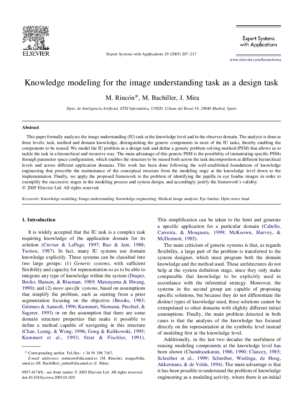 Knowledge modeling for the image understanding task as a design task