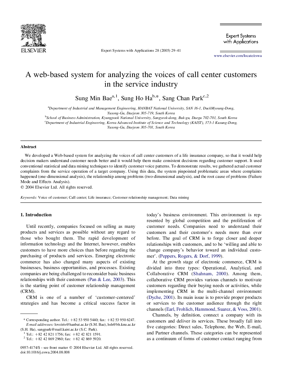 A web-based system for analyzing the voices of call center customers in the service industry