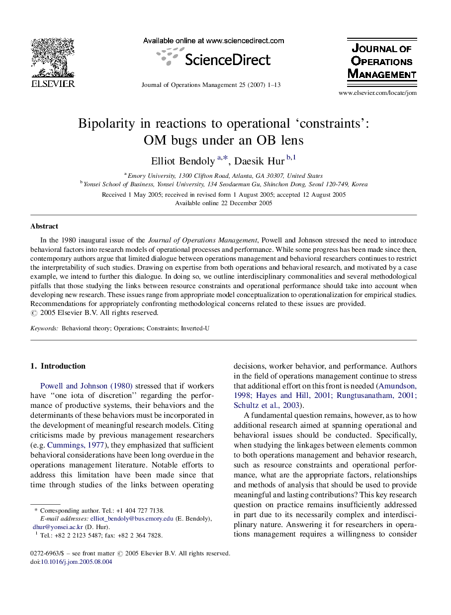 Bipolarity in reactions to operational ‘constraints’: OM bugs under an OB lens