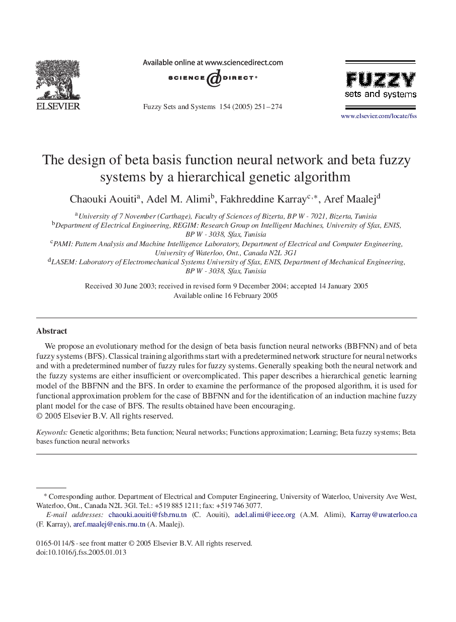 The design of beta basis function neural network and beta fuzzy systems by a hierarchical genetic algorithm