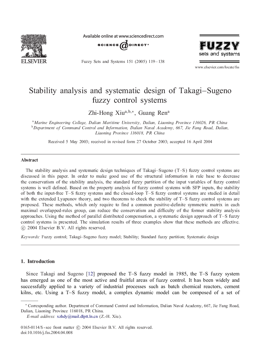 Stability analysis and systematic design of Takagi-Sugeno fuzzy control systems