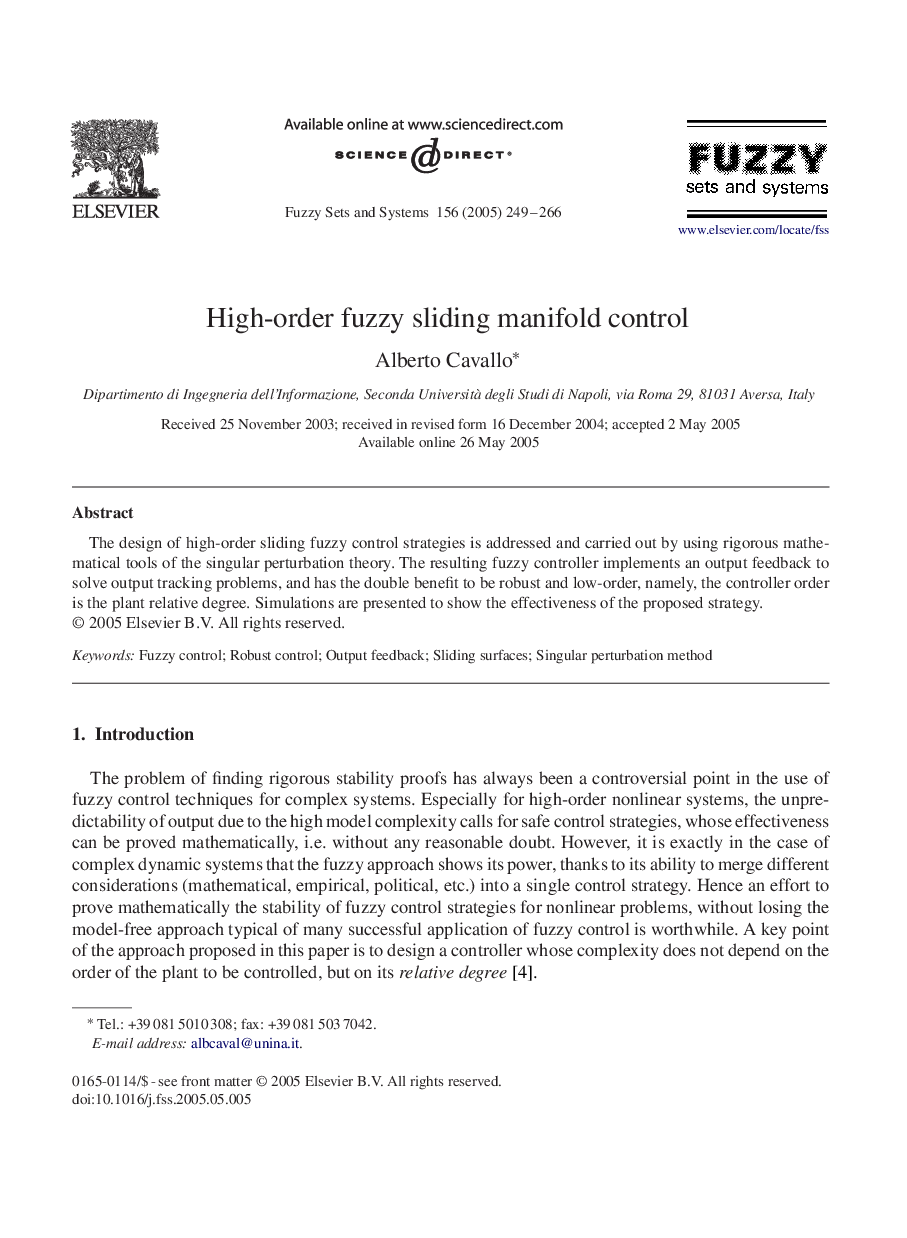 High-order fuzzy sliding manifold control