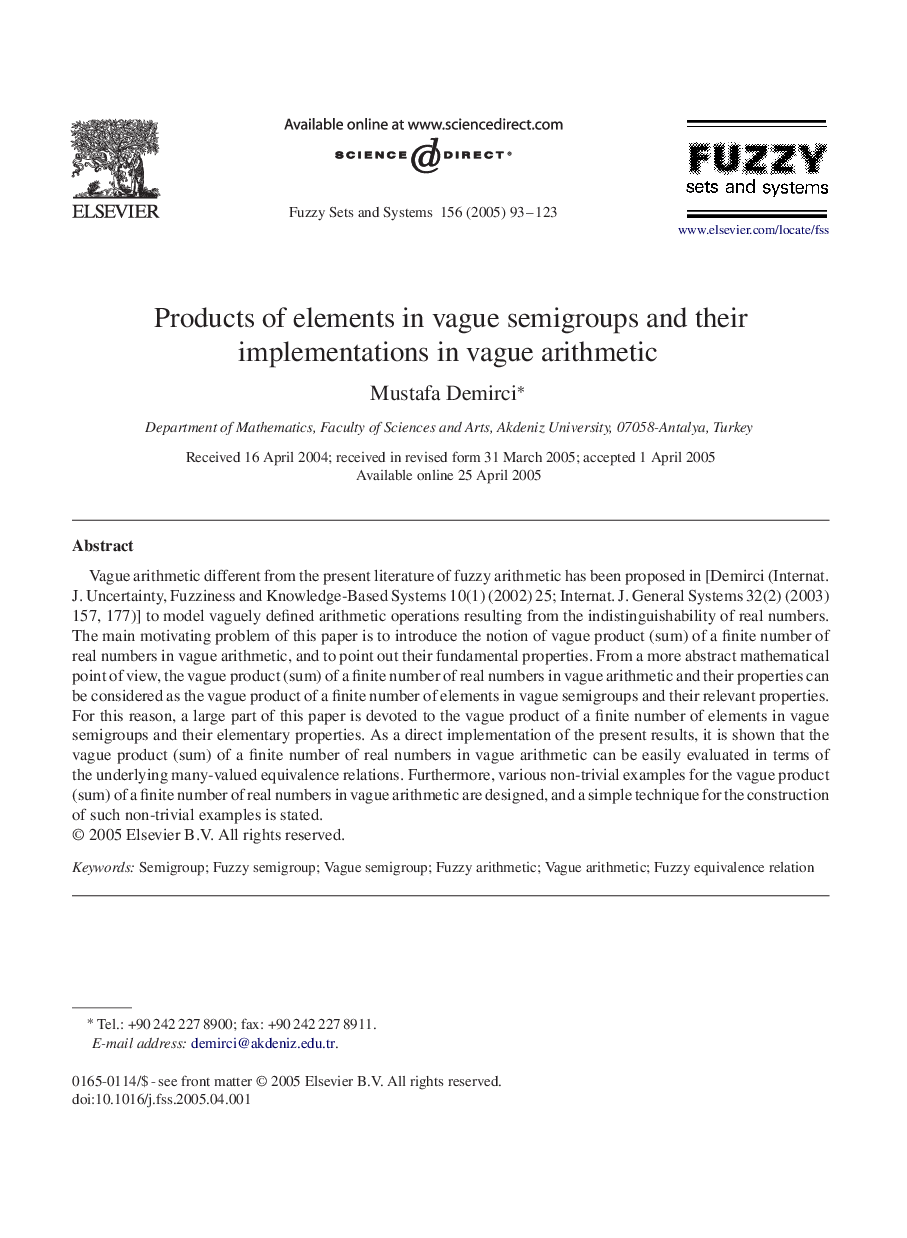 Products of elements in vague semigroups and their implementations in vague arithmetic