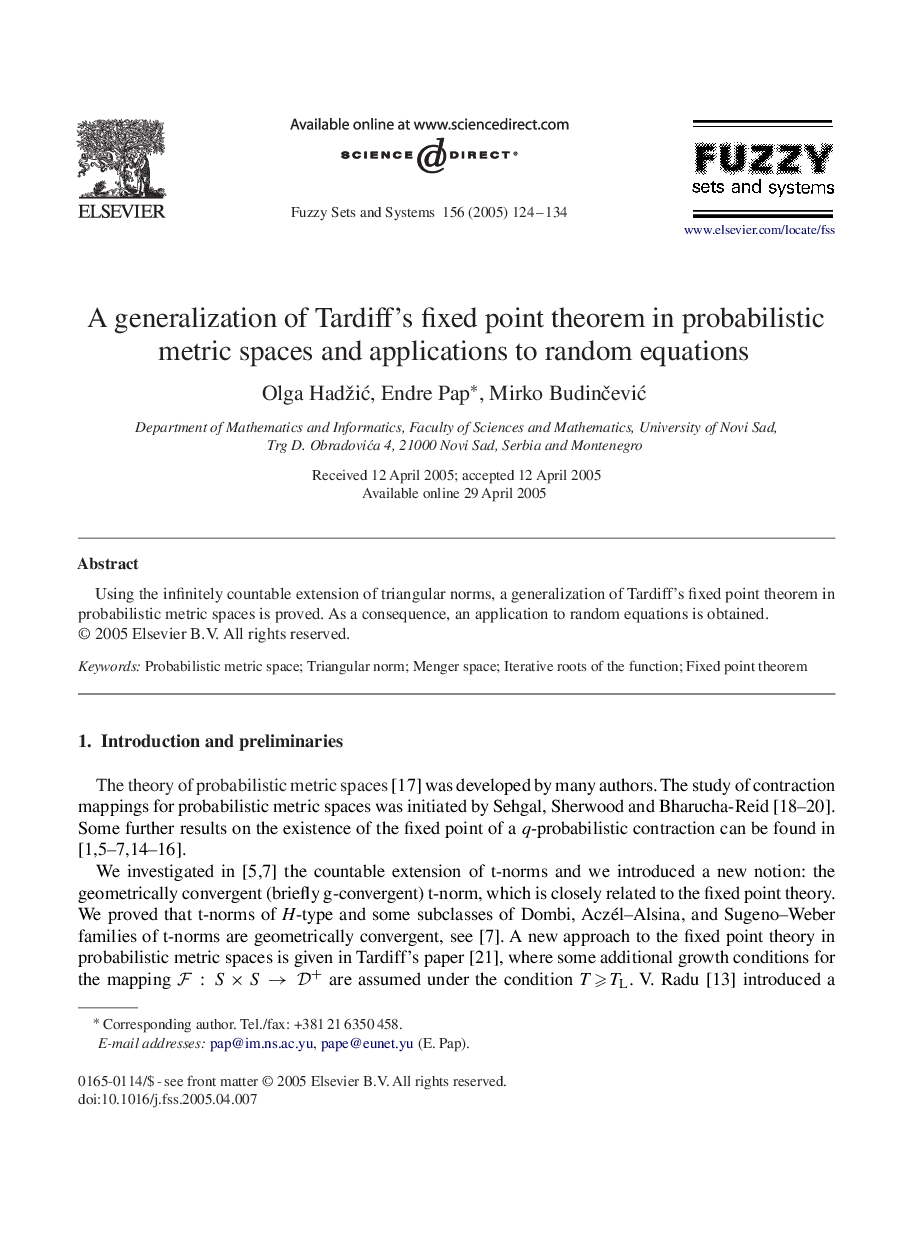 A generalization of Tardiff's fixed point theorem in probabilistic metric spaces and applications to random equations