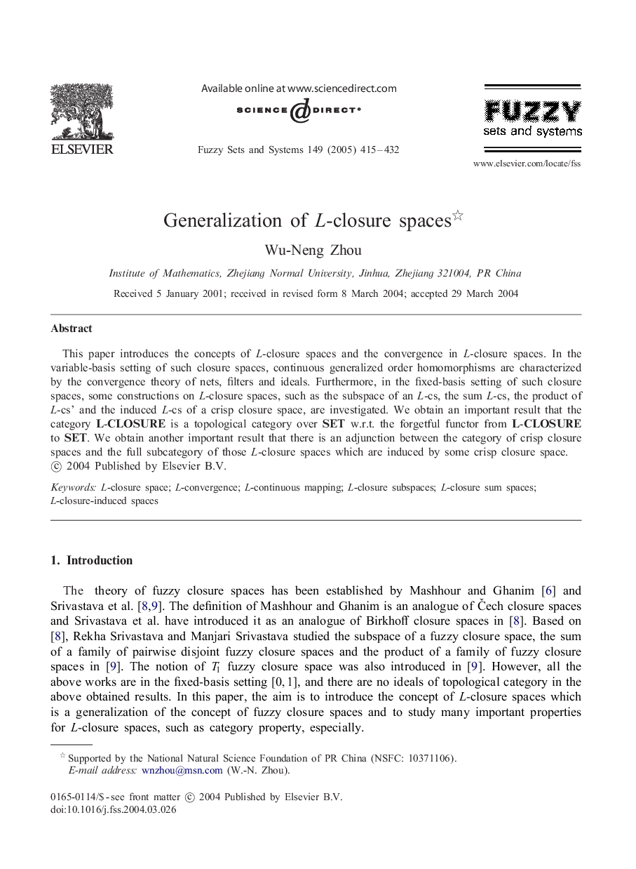 Generalization of L-closure spaces