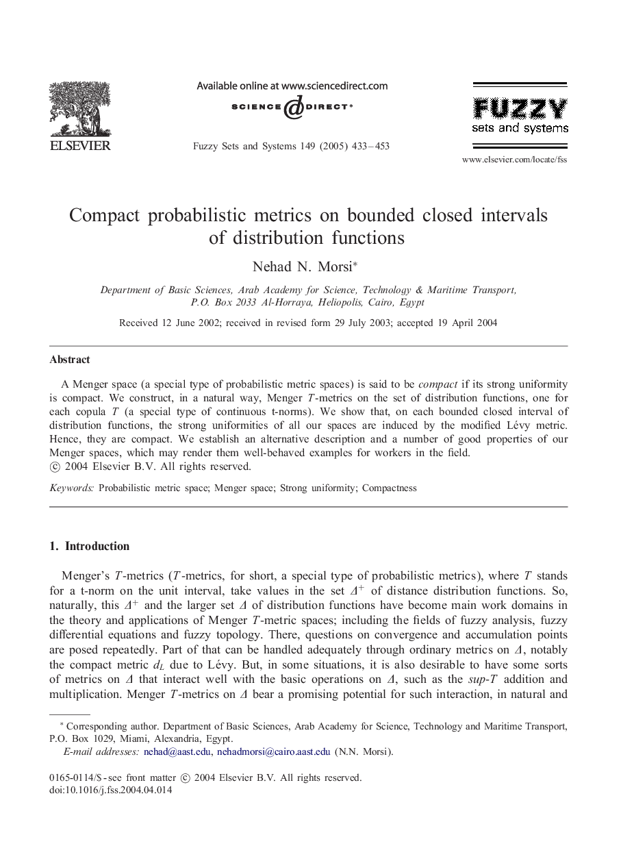 Compact probabilistic metrics on bounded closed intervals of distribution functions