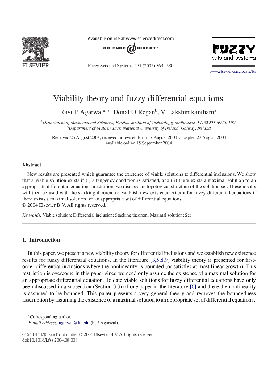 Viability theory and fuzzy differential equations