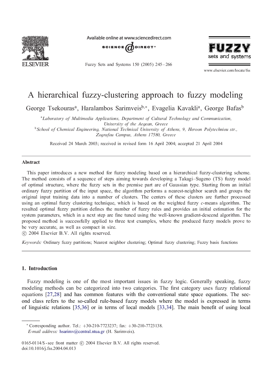 A hierarchical fuzzy-clustering approach to fuzzy modeling