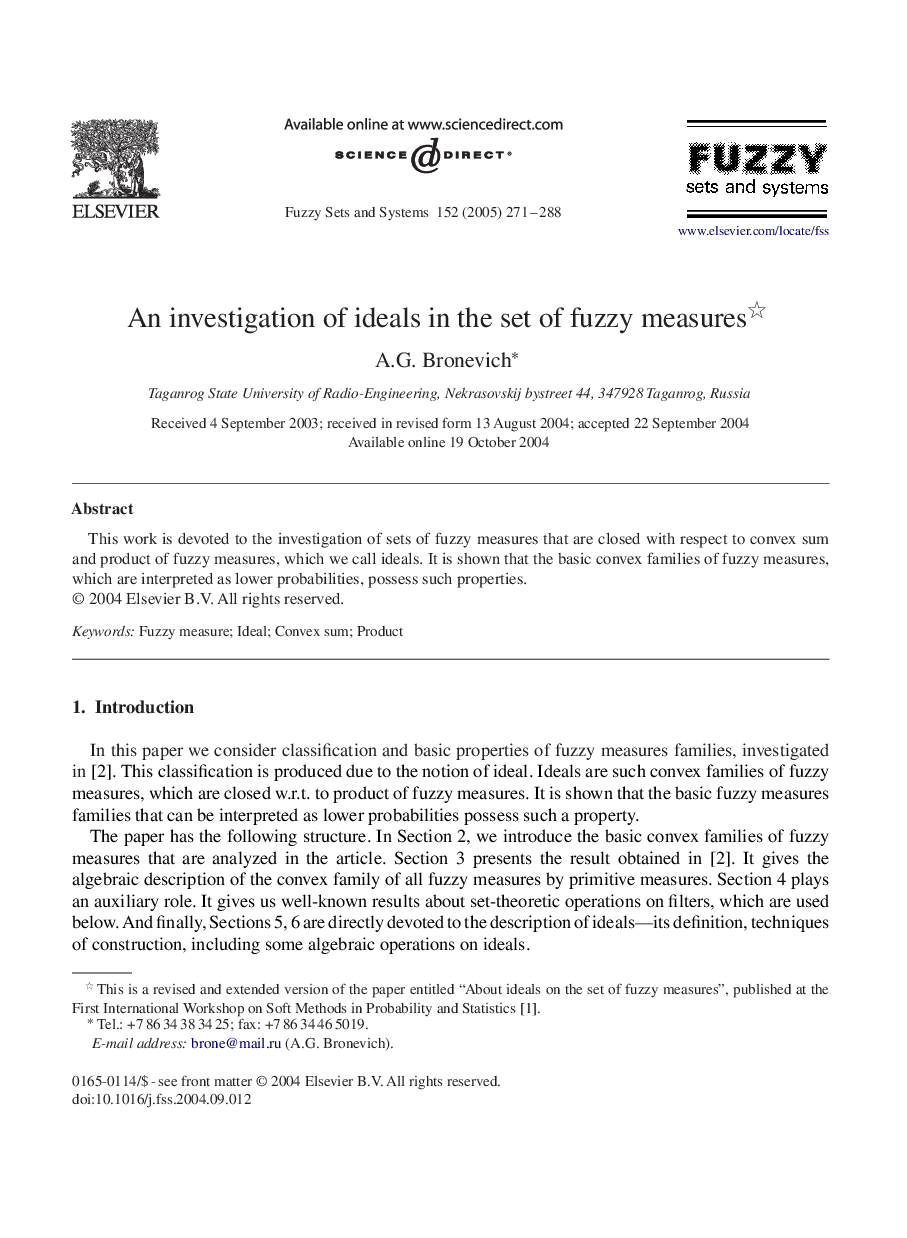 An investigation of ideals in the set of fuzzy measures