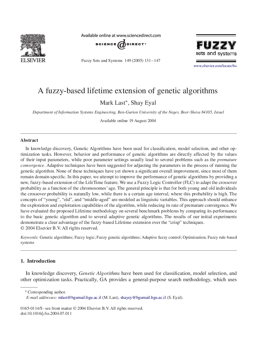 A fuzzy-based lifetime extension of genetic algorithms