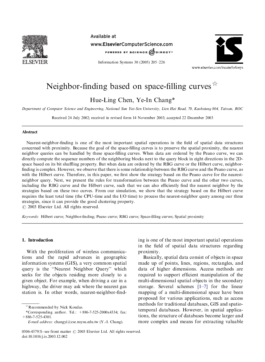 Neighbor-finding based on space-filling curves