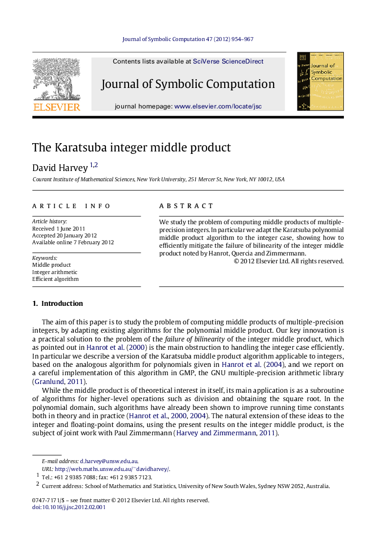 The Karatsuba integer middle product