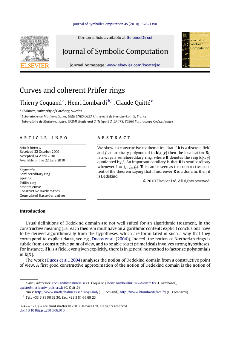 Curves and coherent Prüfer rings