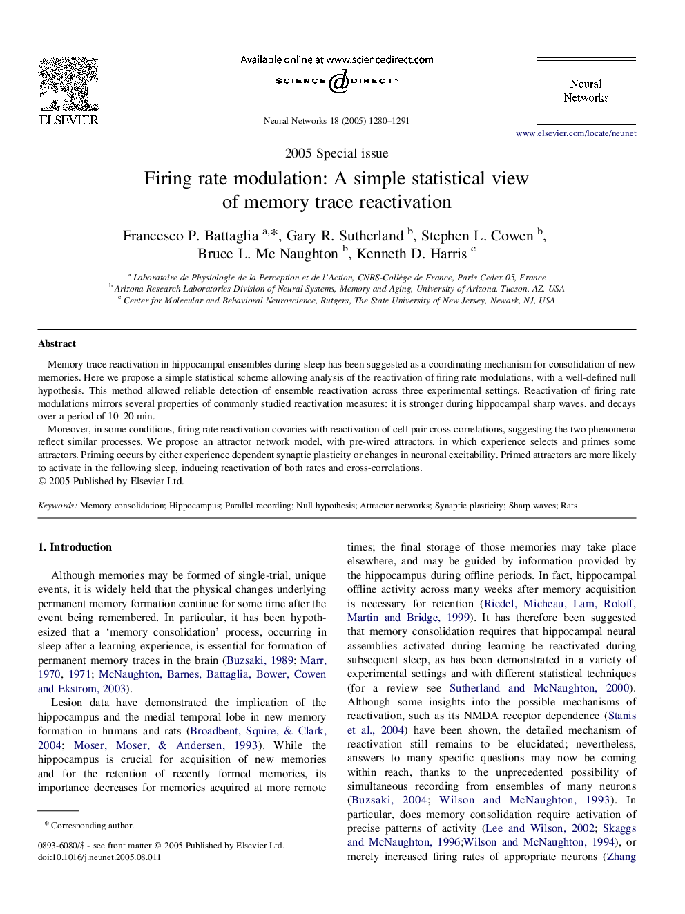 Firing rate modulation: A simple statistical view of memory trace reactivation