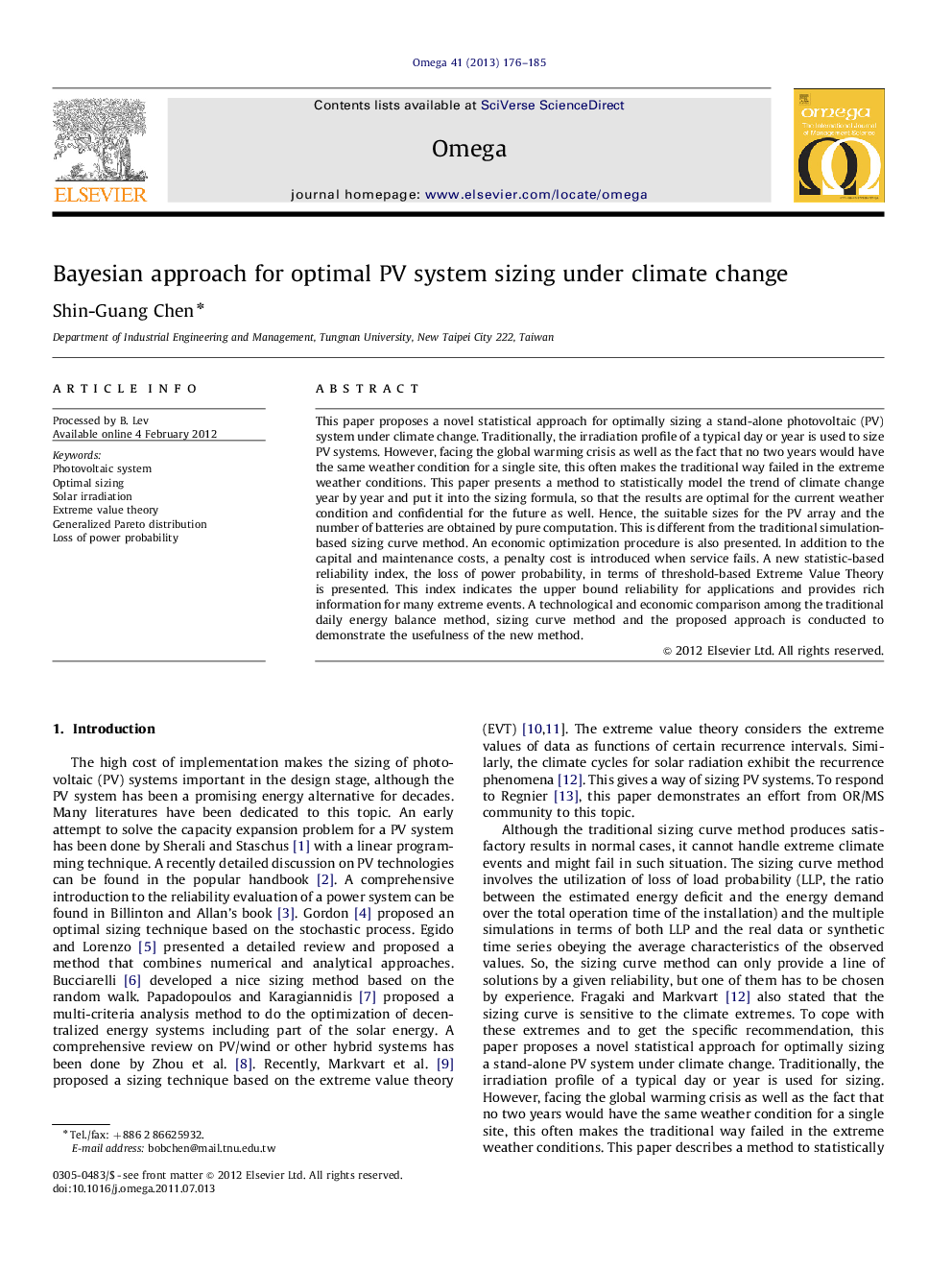 Bayesian approach for optimal PV system sizing under climate change