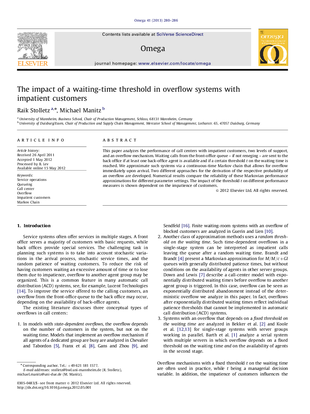 The impact of a waiting-time threshold in overflow systems with impatient customers