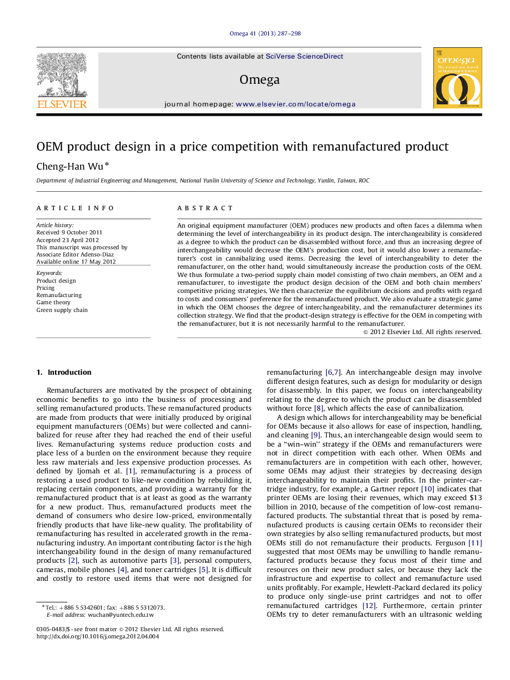 OEM product design in a price competition with remanufactured product