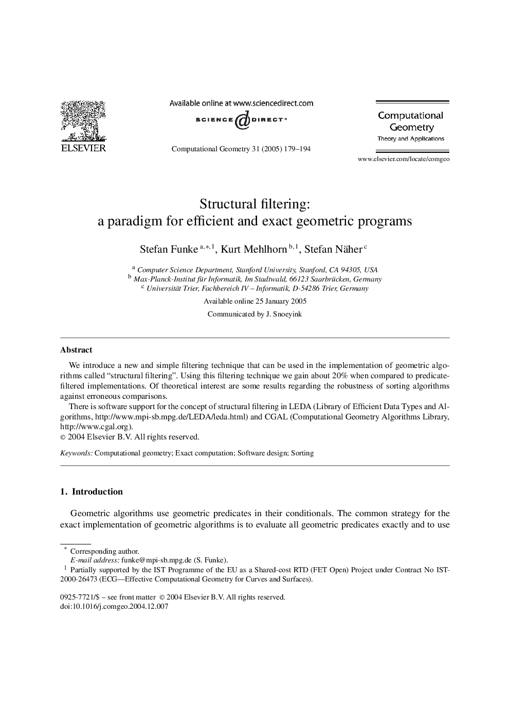 Structural filtering: a paradigm for efficient and exact geometric programs