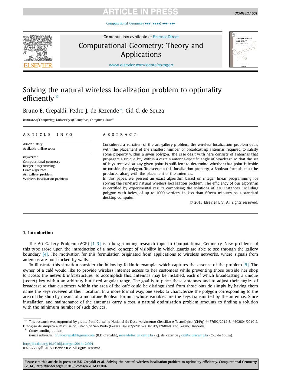 Solving the natural wireless localization problem to optimality efficiently