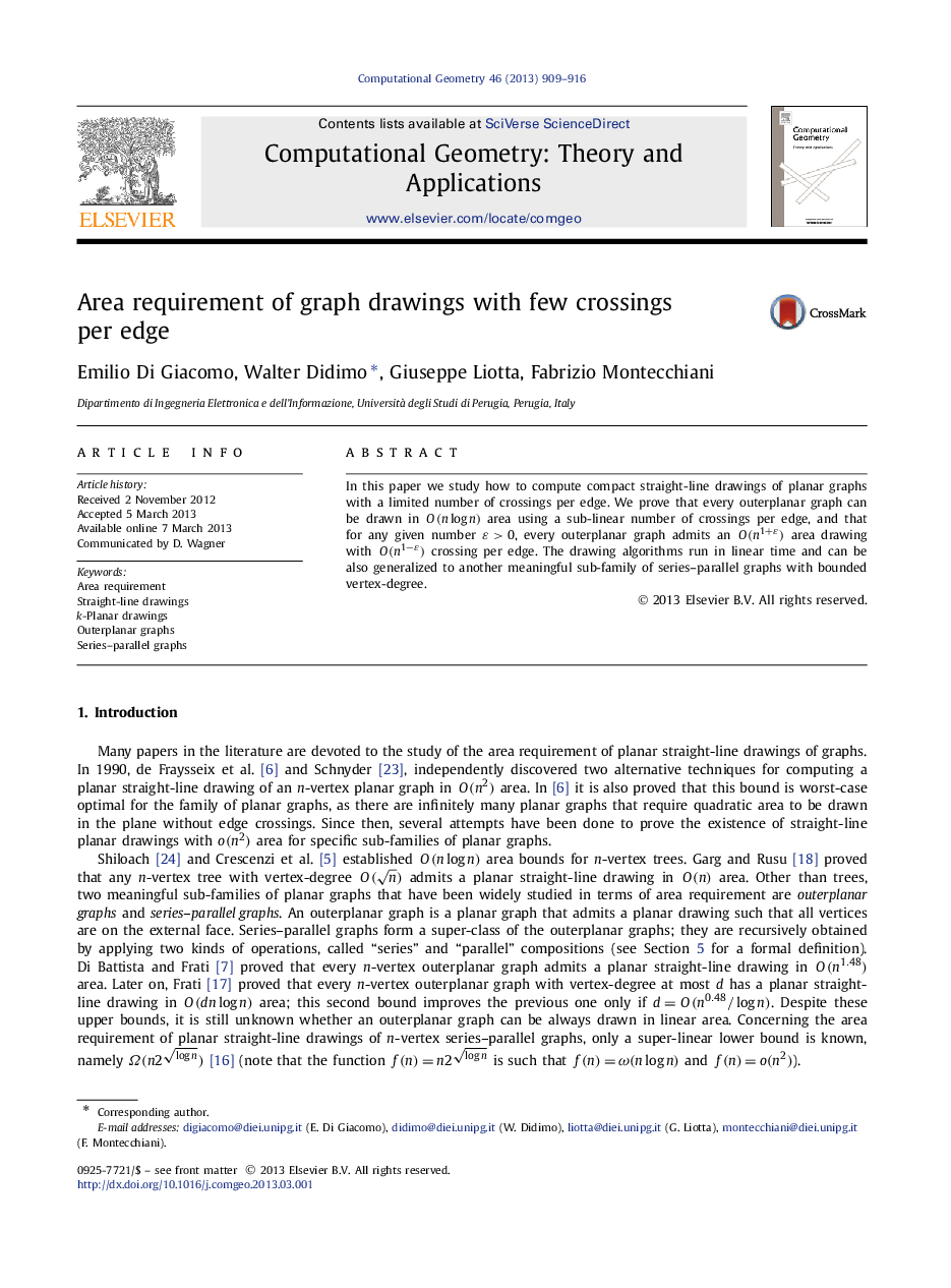 Area requirement of graph drawings with few crossings per edge