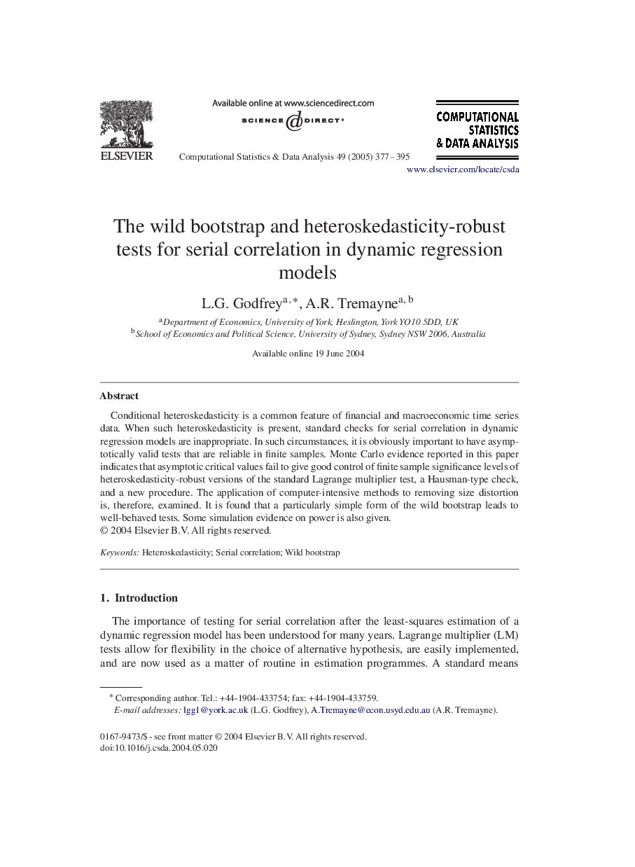 The wild bootstrap and heteroskedasticity-robust tests for serial correlation in dynamic regression models