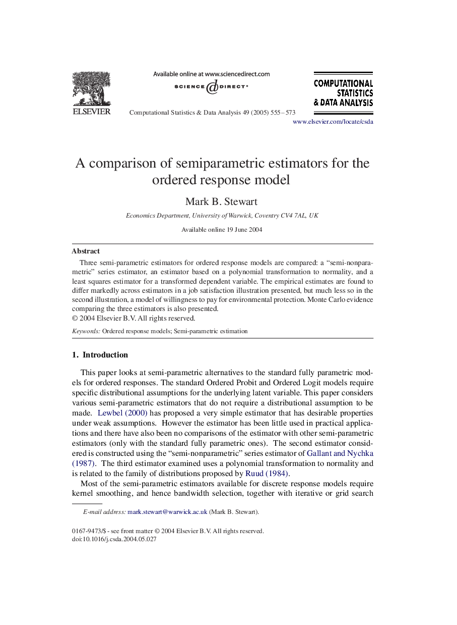 A comparison of semiparametric estimators for the ordered response model