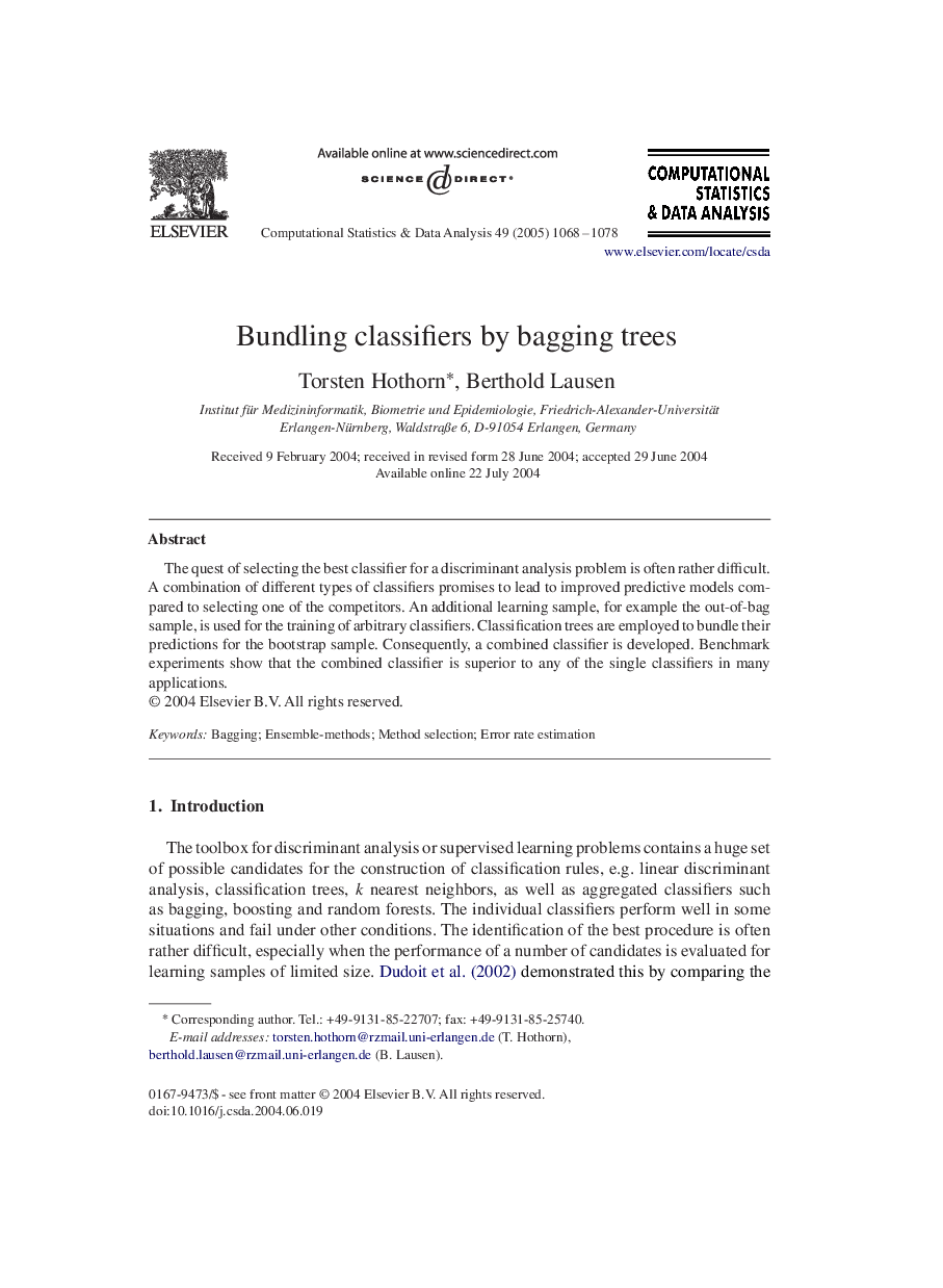 Bundling classifiers by bagging trees