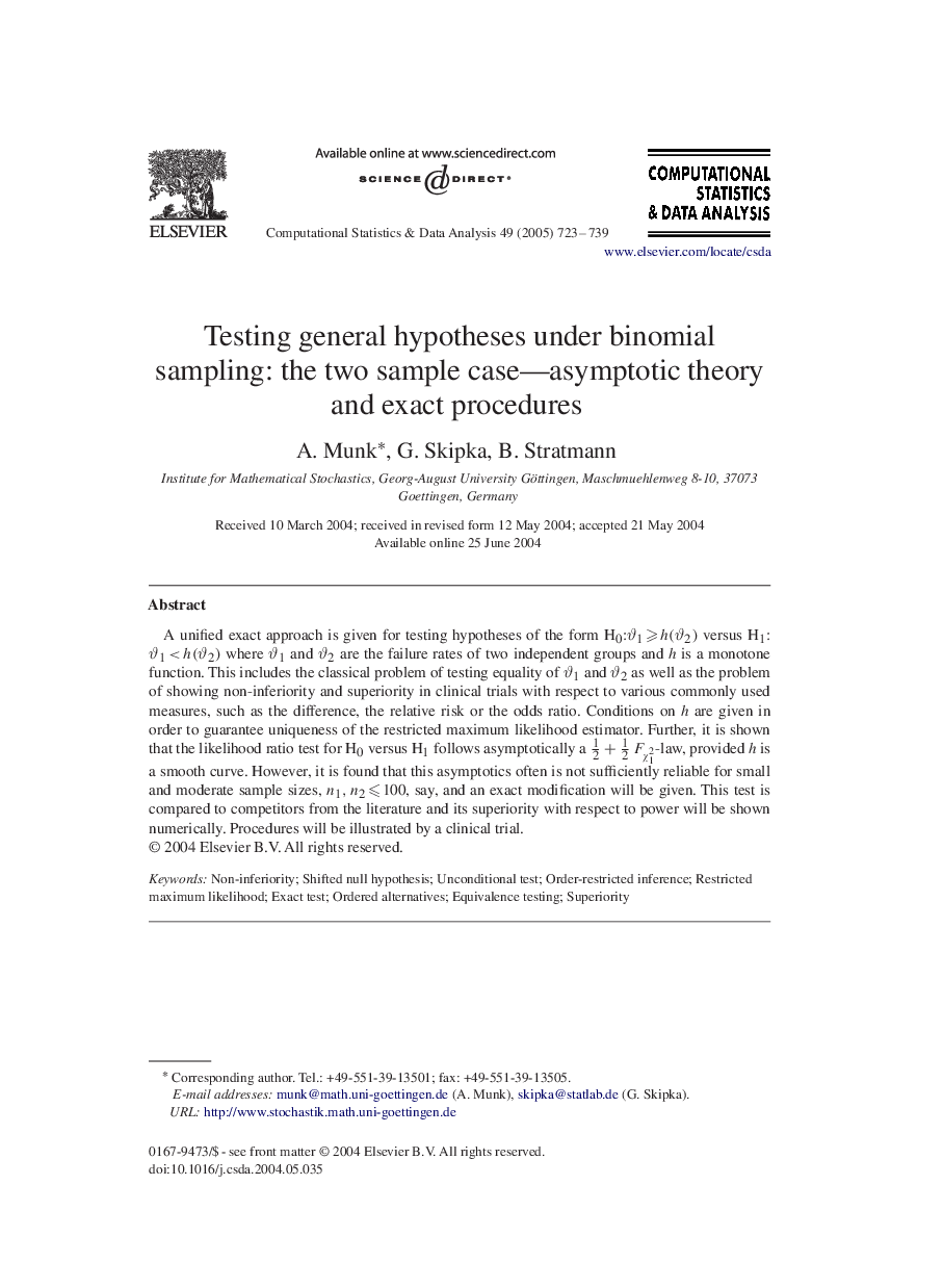 Testing general hypotheses under binomial sampling: the two sample case-asymptotic theory and exact procedures