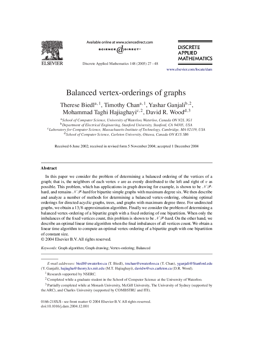 Balanced vertex-orderings of graphs