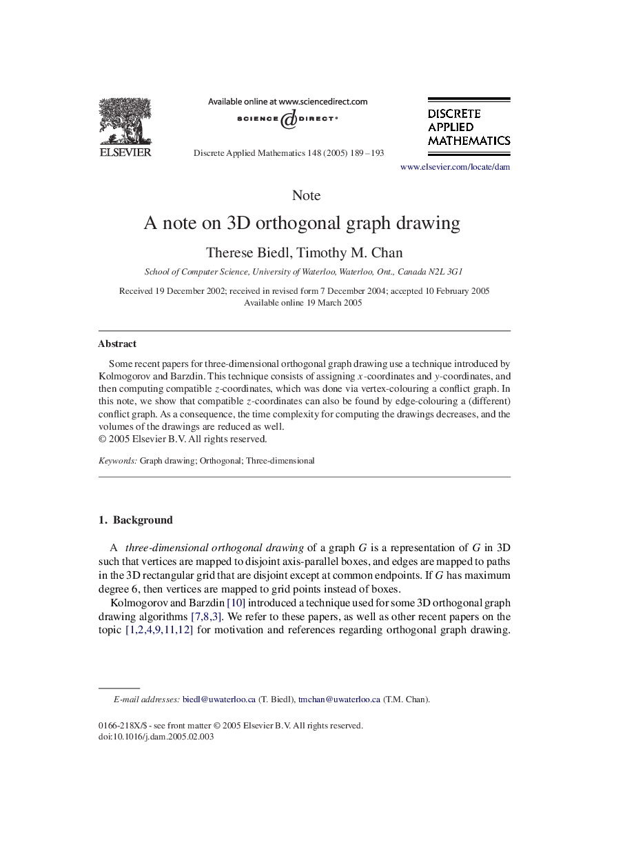 A note on 3D orthogonal graph drawing