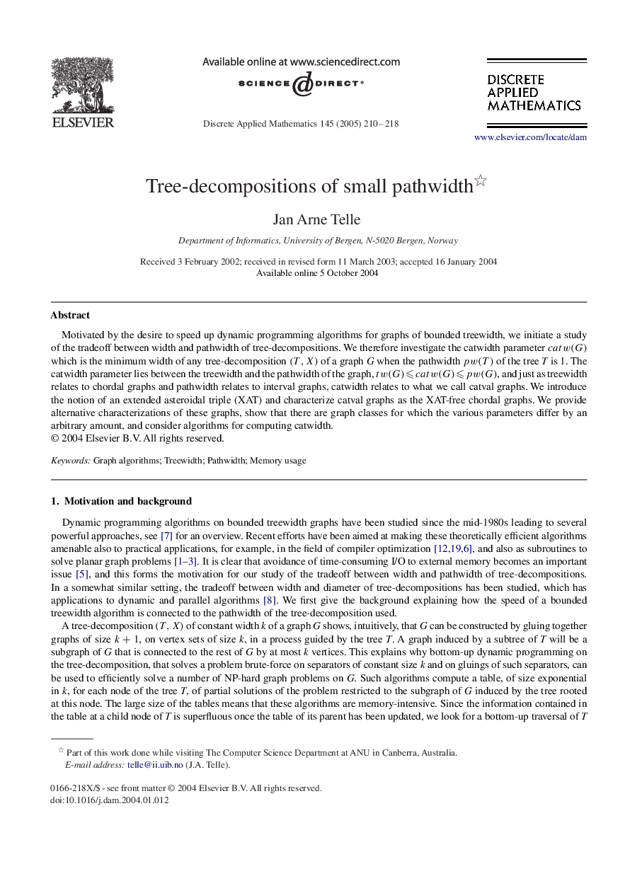 Tree-decompositions of small pathwidth