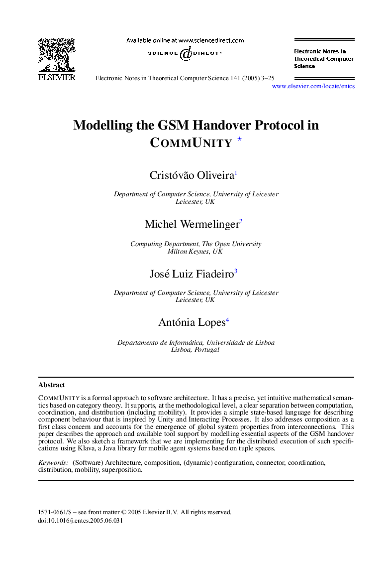 Modelling the GSM Handover Protocol in CommUnity
