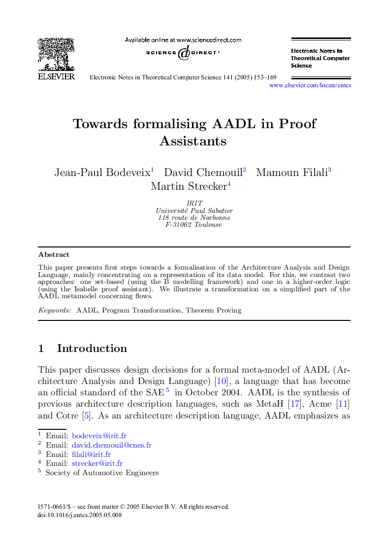 Towards formalising AADL in Proof Assistants