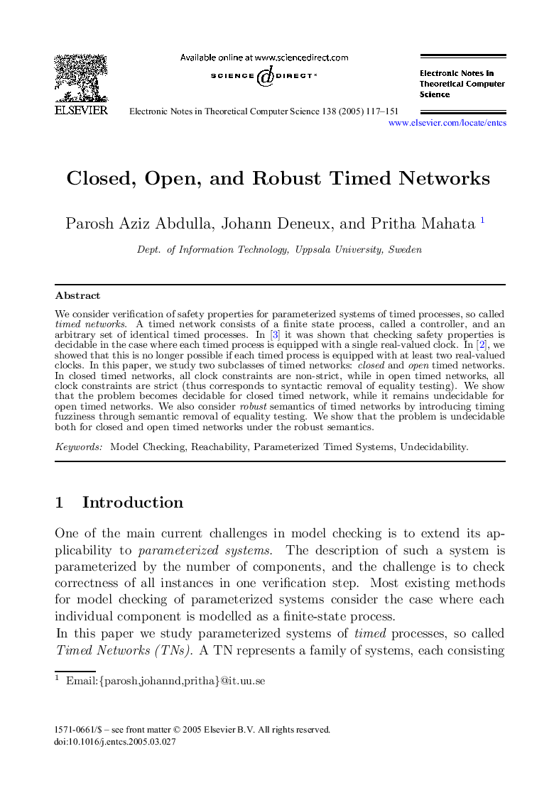 Closed, Open, and Robust Timed Networks