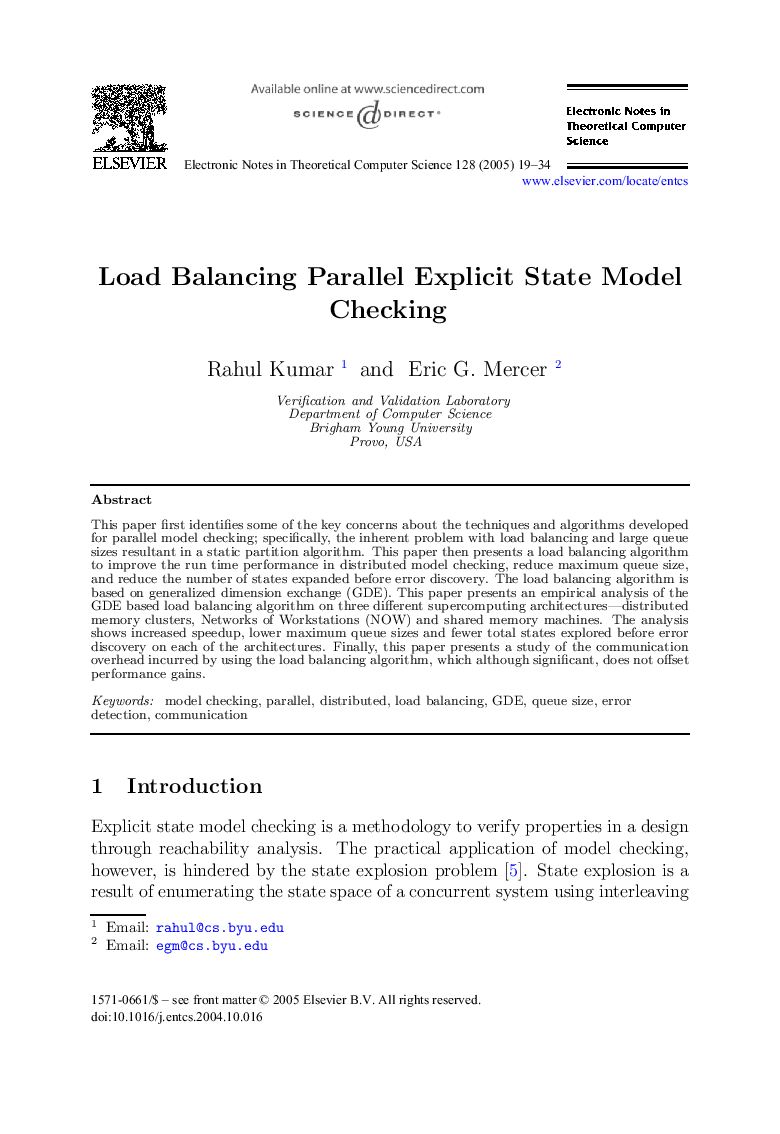 Load Balancing Parallel Explicit State Model Checking